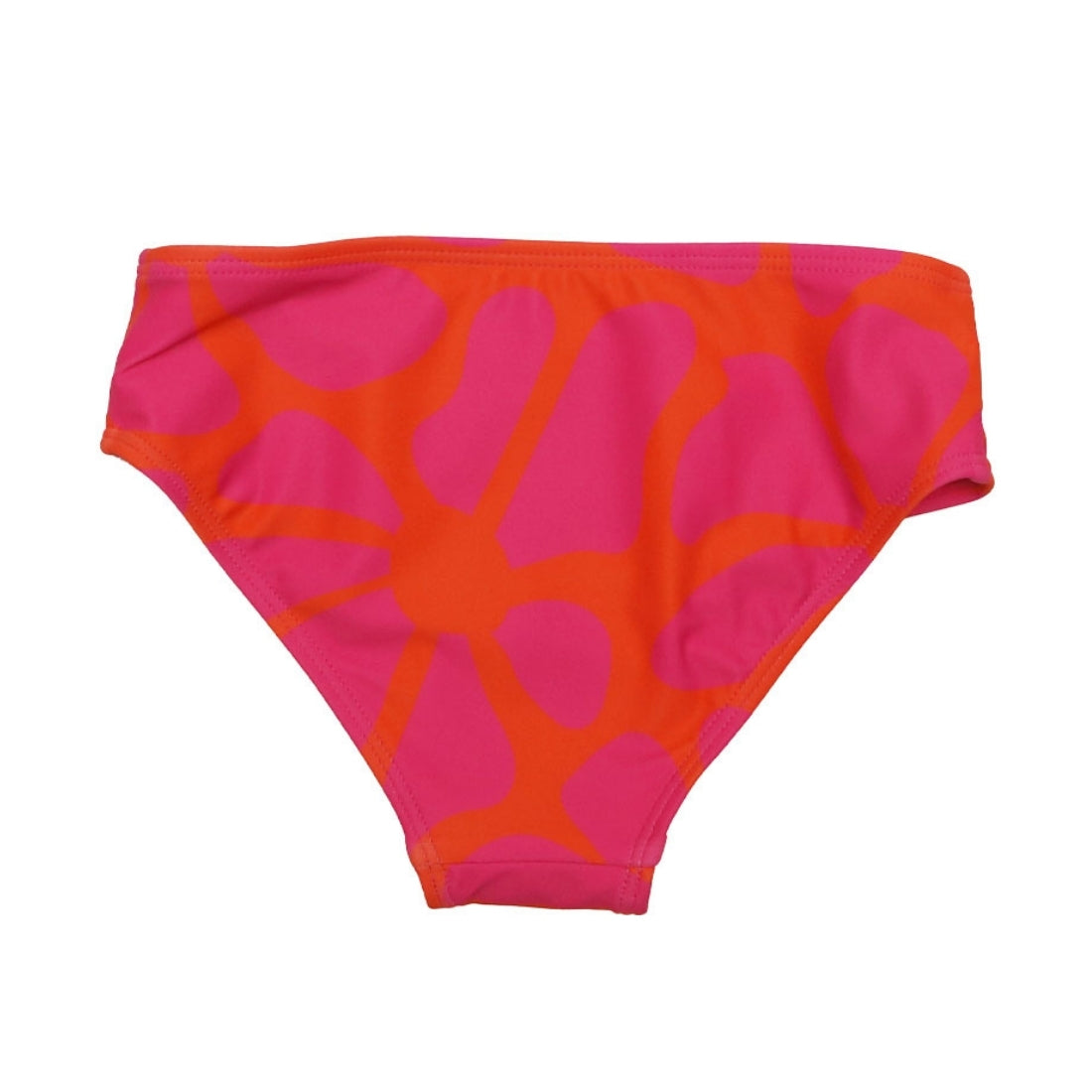 Vizzies Swim tangy blossom print girls bikini bottoms laying flat against a white background. 