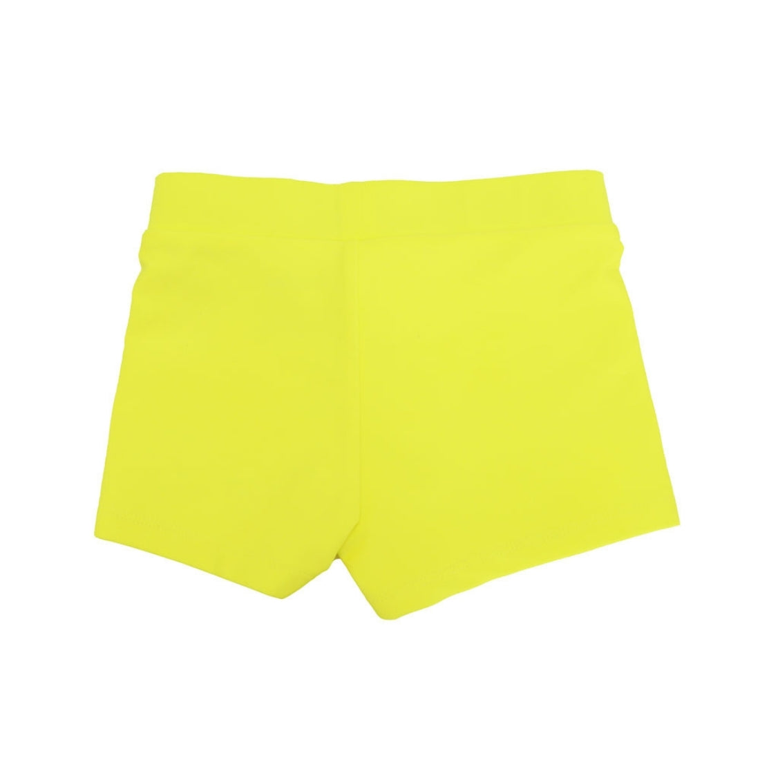 Bright yellow Vizzies Swim kids swim shorts, shown flat against a plain white background.
